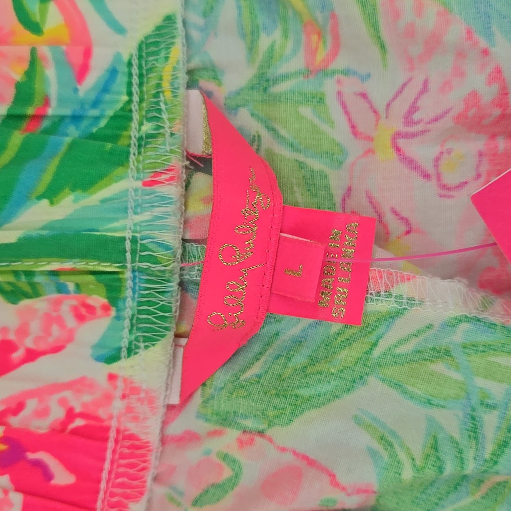 Lilly Pulitzer Ocean View Shorts Pear Necessities Pink and Green Shorts Size L - Picture 3 of 4
